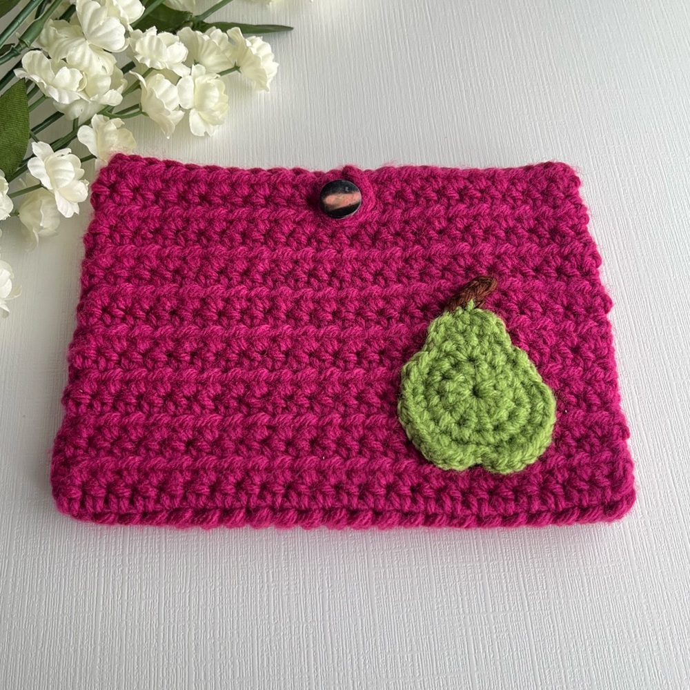 Crocheted Pink Pear Gift Bag